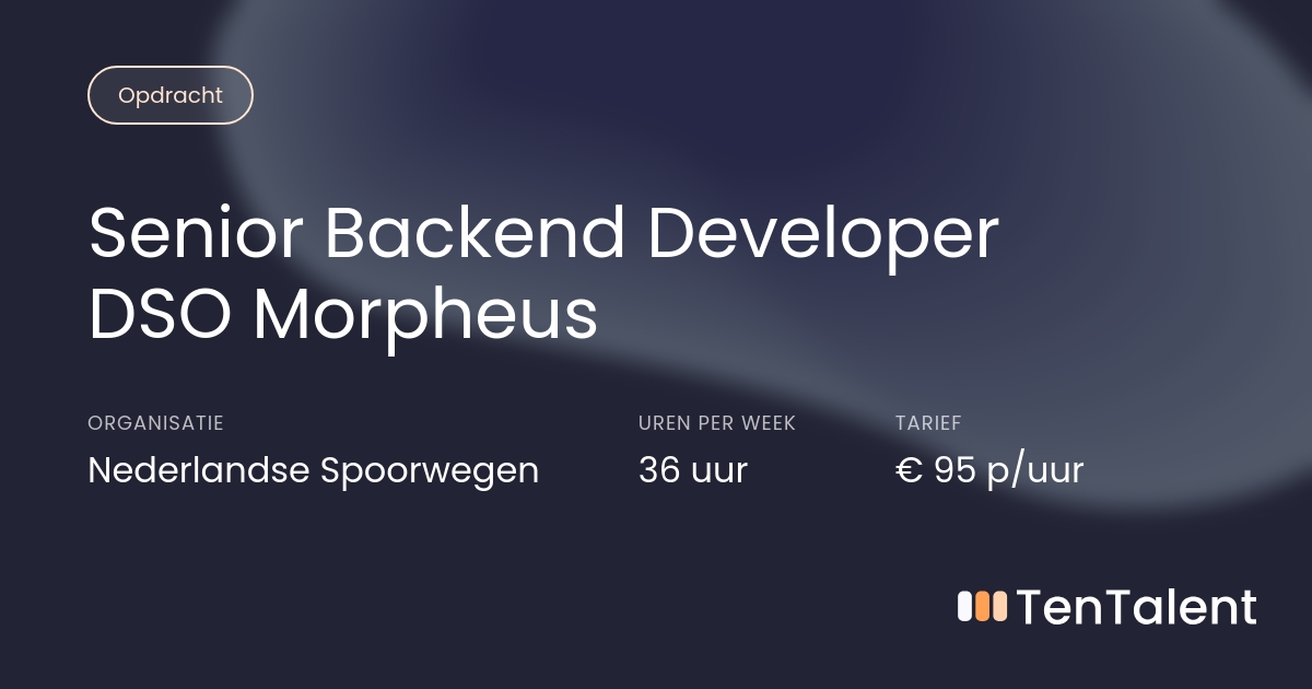 Senior Backend Developer DSO Morpheus - Nederlandse Spoorwegen